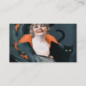 彼女の猫のための食糧を呼び出しているヴィンテージの魔法使い 名刺 (裏面)