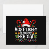 彼女の猫ファミリーに最もぴったりな装飾をする 招待状 (正面/裏面)