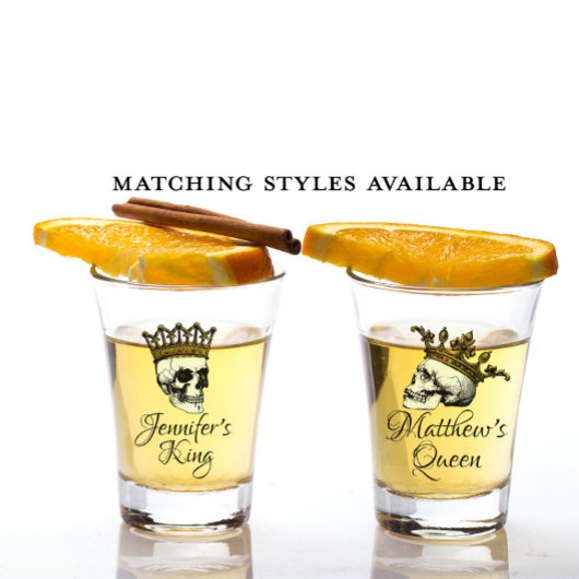 彼女の王スカルと金ゴールド王冠 ショットグラス