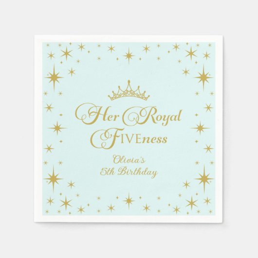 彼女の王室のフィレンシブ金ゴールドプリンセス5th誕生日パプ スタンダードカクテルナプキン (正面)