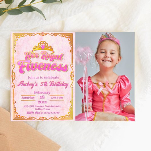 彼女の王室のフィヴェンス – ガールファイブ誕生日招待状 招待状