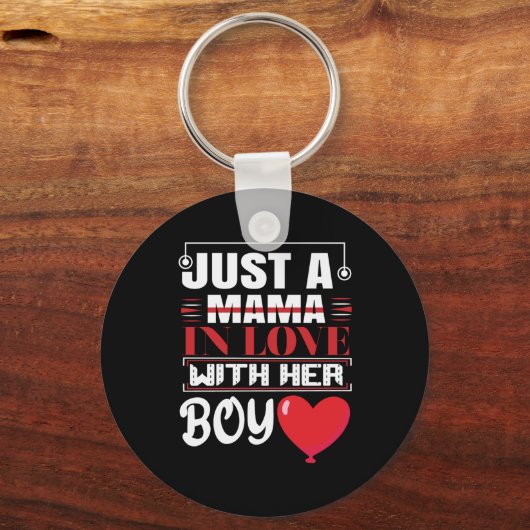 彼女の男の子バレンタインを愛しているママ キーホルダー (正面)