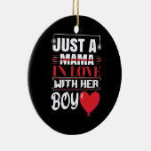 彼女の男の子バレンタインを愛しているママ セラミックオーナメント (右)