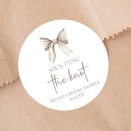 彼女の白いリボンの結婚前パーティー ラウンドシール