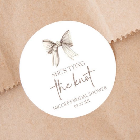 彼女の白いリボンの結婚前パーティー ラウンドシール