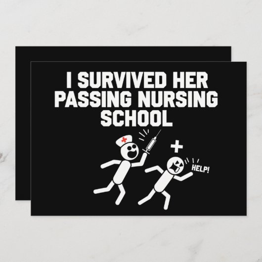 彼女の看護学校の看護師としての試練を乗り越えた 招待状 (正面/裏面)