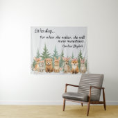 彼女の眠るウッドランドアニマルフェミニン子供部屋 タペストリー (インサイチュ(横))