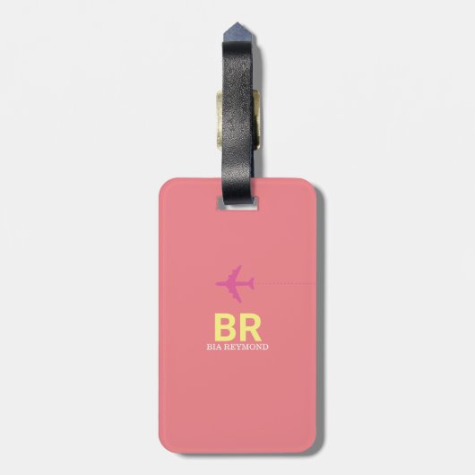 彼女の素敵なピンクのモノグラム ラゲッジタグ (裏面縦)