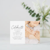 彼女の素晴らしい人生を祝う シンプル モダン フォト ポストカード (スタンド正面)