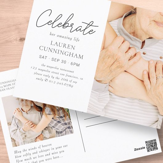 彼女の素晴らしい人生を祝う シンプル モダン フォト ポストカード