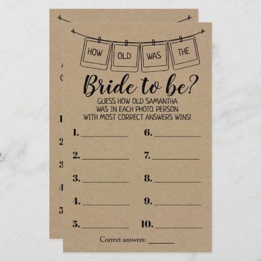 彼女の素朴なシャワーのバイリンガルゲームは何歳だった (正面/裏面)