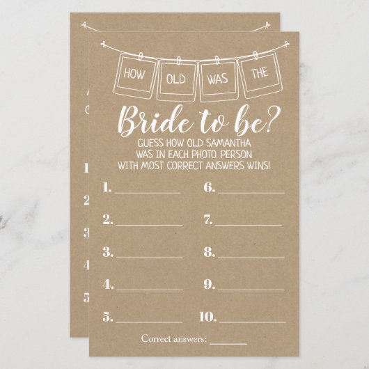 彼女の素朴なシャワーのバイリンガルゲームは何歳だった (正面/裏面)