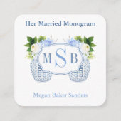 彼女の結婚したモノグラム名門私立校風のブライダルシャワー エンクロージャーカード (正面)