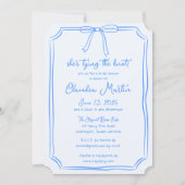 「彼女の結婚を祝おう 手描きのリボン ウェディングシャワーの招待状」 招待状 (正面)