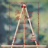 彼女の結婚式のご案内 チェリー ブライダルシャワーのウェルカムサイン アクリルサイン