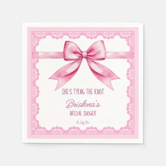 彼女の結婚式のノットを結ぶ ブライダルシャワーの印刷物 スタンダードカクテルナプキン (正面)