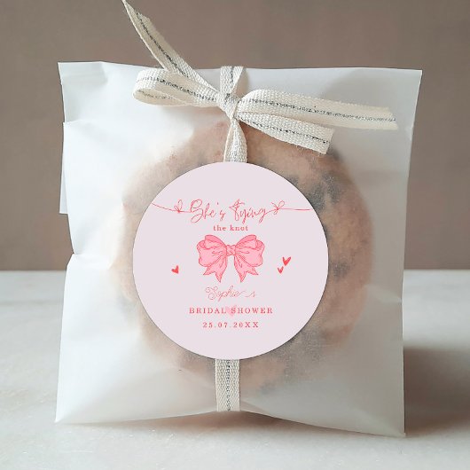彼女の結婚式のノット ブッシュ ピンクの弓の結婚式のシャワーのお祝い ラウンドシール