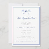 彼女の結婚式のブルーボウのブライズシャワー 招待状 (正面)