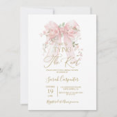 彼女の結婚式の招待状 - リボン ブライダル シャワーのお知らせ 招待状 (正面)