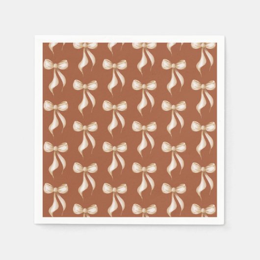 彼女の結婚式の準備を祝う ボウ柄のプリンセスシャワー スタンダードカクテルナプキン (正面)