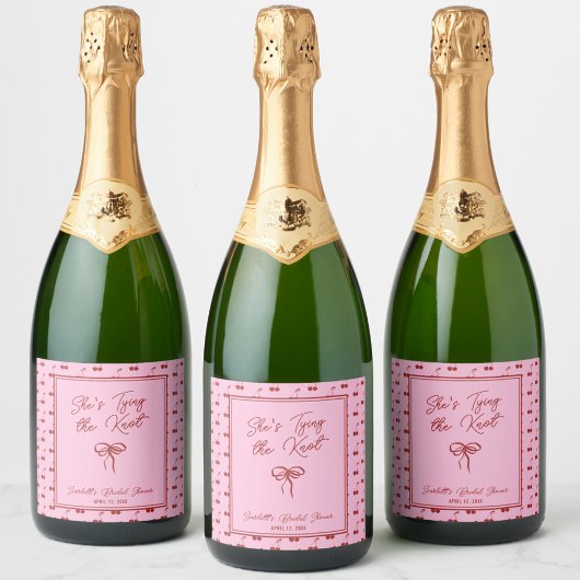 彼女の結婚式の準備 チェリー ブライダルシャワーラベル スパークリングワインラベル