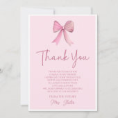 彼女の結婚式の準備 ピンクの蝶ネクタイ ブライダルシャワー サンキューカード (正面)