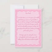 彼女の結婚式の準備 ピンクの蝶結び ブライダルシャワー サンキューカード (裏面)