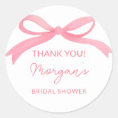 「彼女の結婚式の準備 ピンクの蝶結び ブライダルシャワー」 ラウンドシール (正面)