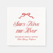 「彼女の結婚式の赤い優雅な手描きのリボン」 スタンダードカクテルナプキン (正面)