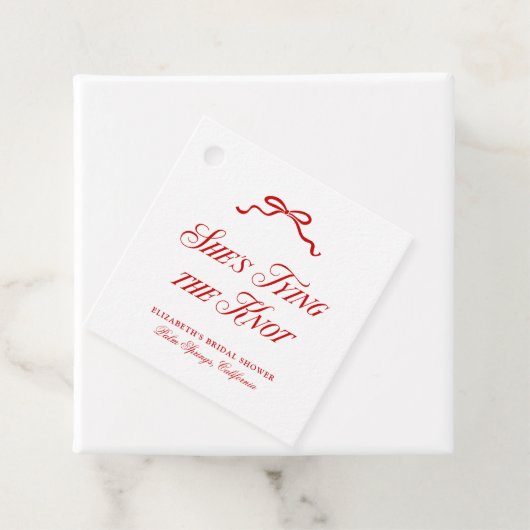 「彼女の結婚式の赤い優雅な手描きのリボン」 フェイバータグ (インサイチュ)