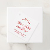 「彼女の結婚式の赤い優雅な手描きリボン」 フェイバータグ (インサイチュ)