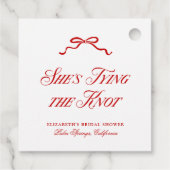 「彼女の結婚式の赤い優雅な手描きリボン」 フェイバータグ (裏面)