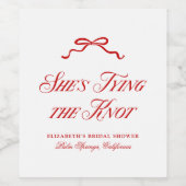 「彼女の結婚式の赤い優雅な手描きリボン」 ワインラベル (シングルラベル)