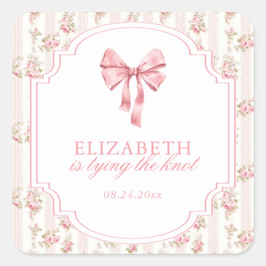 『彼女の結婚式』コケッティ ボウ ブライダルシャワー スクエアシール (正面)