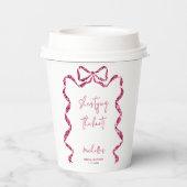 彼女の結婚式 ハート形のピンクの飾り 結婚前パーティー 紙コップ (裏面)