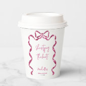 彼女の結婚式 ハート形のピンクの飾り 結婚前パーティー 紙コップ (正面)
