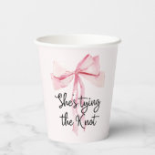 彼女の結婚式 ピンクの蝶結び ブライダルシャワー 紙コップ (裏面)