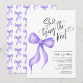 彼女の結婚式 紫のリボン ブライダルシャワー 招待状 (正面/裏面)