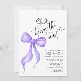 彼女の結婚式 紫のリボン ブライダルシャワー 招待状