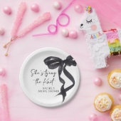 彼女の結婚式 黒いリボン ブライダルシャワー ペーパープレート (パーティー)