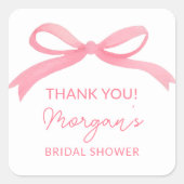 「彼女の結婚準備 ピンクの蝶結び ブライダルシャワー」 スクエアシール (正面)