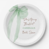 彼女の緑の弓の結婚前のお祝い ペーパープレート (正面)