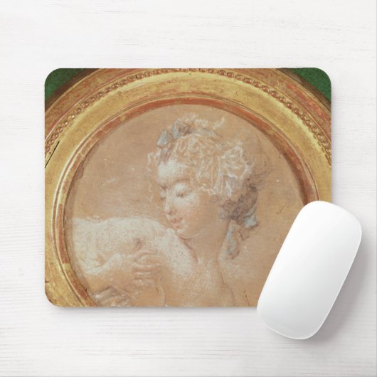 彼女の胸を絞っている若い女の子 マウスパッド (マウス)