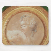 彼女の胸を絞っている若い女の子 マウスパッド (正面)