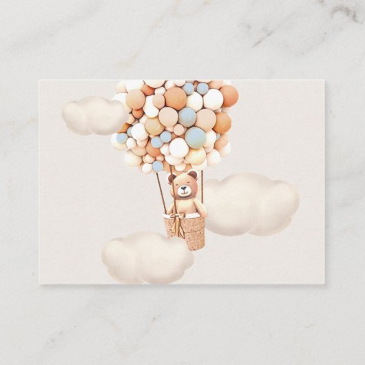 彼女の腹のチケットの大きさ – 茶色のクマのバルーン エンクロージャーカード (裏面)