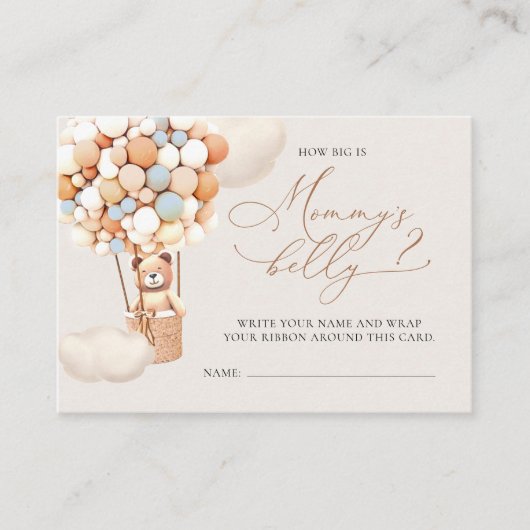 彼女の腹のチケットの大きさ – 茶色のクマのバルーン エンクロージャーカード (正面)