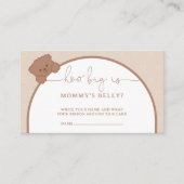 彼女の腹のチケット、かわいいテディベア エンクロージャーカード (正面)