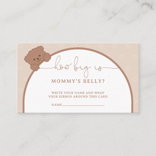 彼女の腹のチケット、かわいいテディベア エンクロージャーカード (正面)