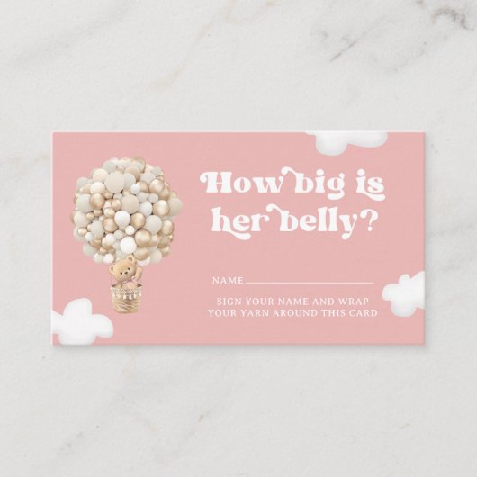 彼女の腹のチケット、ピンクのクマの風船の大きさ エンクロージャーカード (正面)