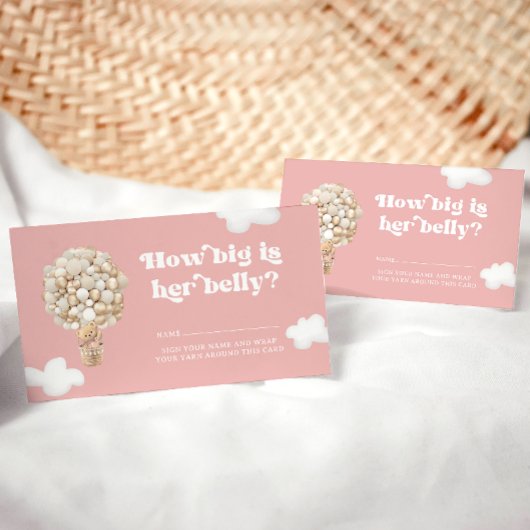 彼女の腹のチケット、ピンクのクマの風船の大きさ エンクロージャーカード